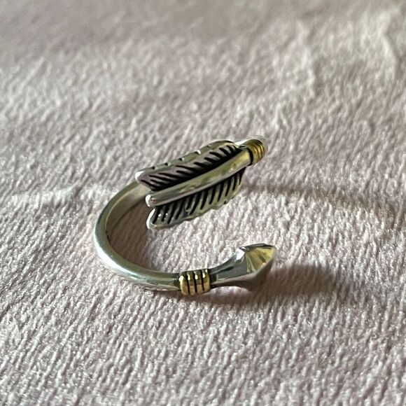 The Arrow Adjustable ring in 925 silver and 14k yellow gold plated accen… - Picture 10 of 14
